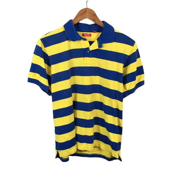 PO536 Mens IZOD Designer Striped Short Sleeve Preppy Polo Shirt M - Picture 1 of 4